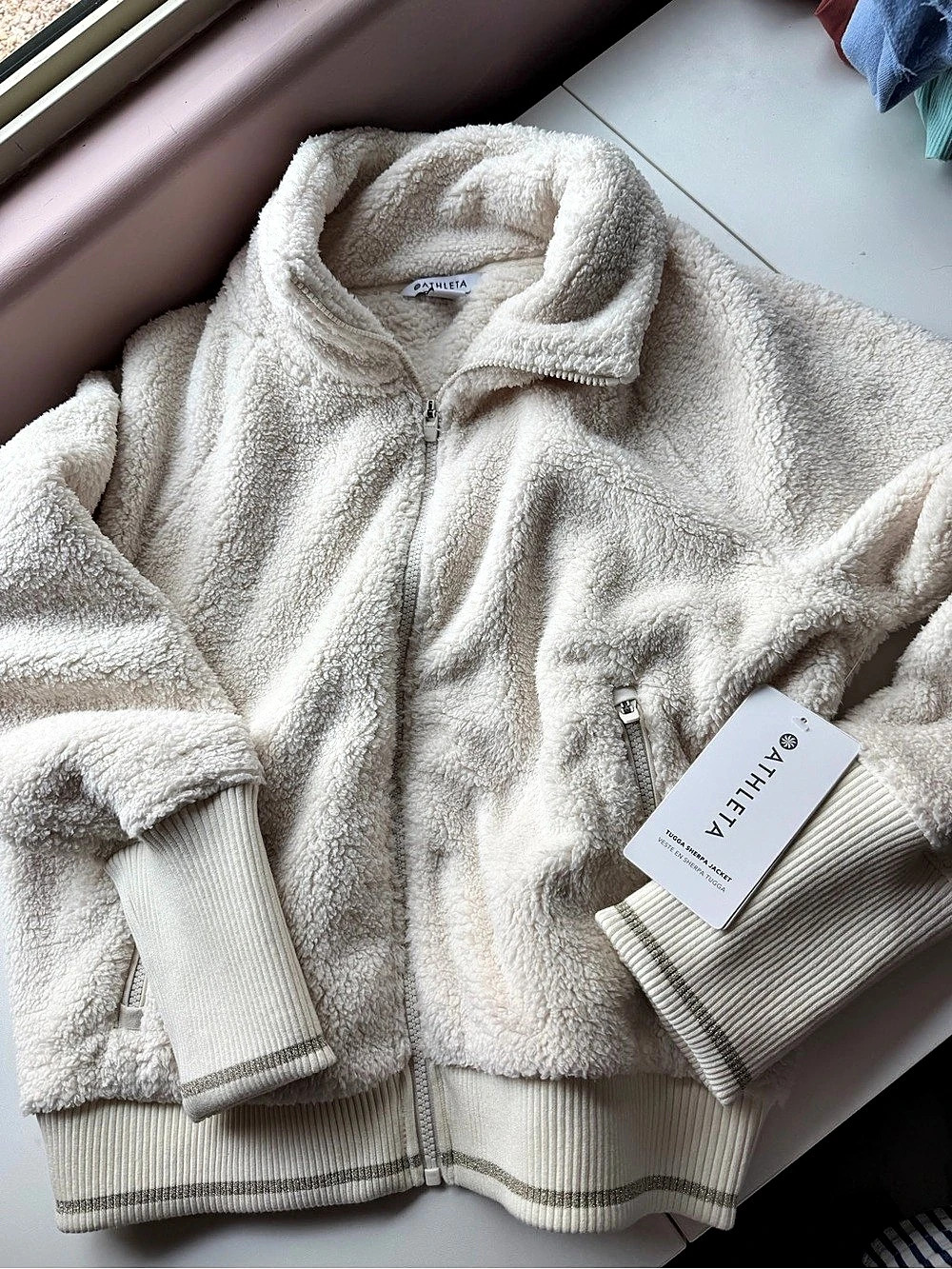 Athleta Tugga Sherpa Jacket Cream Teddy Jacket